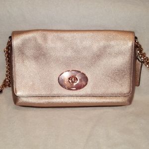 Coach Leather  Rose Gold Crossbody